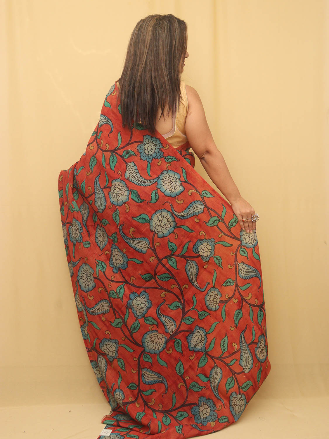 Red Pen Kalamkari Pure Silk Saree - Luxurion World