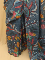 Blue Pen Kalamkari Pure Silk Saree - Luxurion World