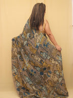 Multicolor Pen Kalamkari Pure Silk Saree - Luxurion World