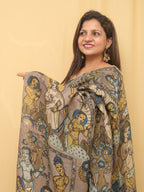 Multicolor Pen Kalamkari Pure Silk Saree - Luxurion World