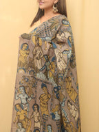Multicolor Pen Kalamkari Pure Silk Saree - Luxurion World