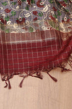 Elegant Cream And Purple Kalamkari Cotton Silk Saree - Luxurion World