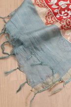 Elegant Grey Kalamkari Cotton  Silk Saree - Luxurion World