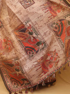 Pastel Kalamkari Print Semi Tussar Silk Saree - Luxurion World