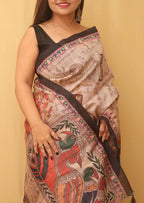 Pastel Kalamkari Print Semi Tussar Silk Saree - Luxurion World