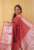 Elegant Maroon Kanjeevaram Silk Checks Design Saree - Luxurion World