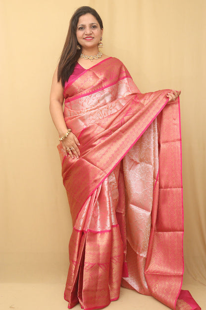 Elegant Pink Kanjeevaram Silk Saree: A Timeless Classic - Luxurion World