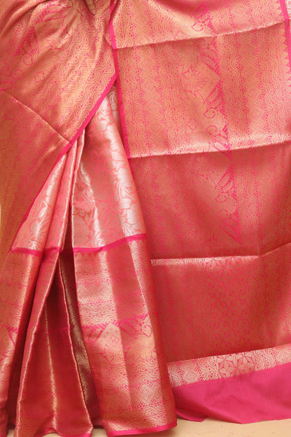 Elegant Pink Kanjeevaram Silk Saree: A Timeless Classic - Luxurion World