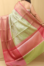 1 Min Ready To Wear - Green Kanjeevaram Silk Saree - Luxurion World