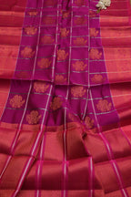 Exquisite Purple Kanjeevaram Silk Checks Saree - Luxurion World