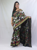 Exquisite Black Kantha Silk Saree with Hand Embroidery - Luxurion World