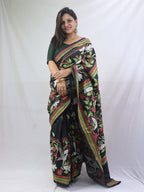 Exquisite Black Kantha Silk Saree with Hand Embroidery - Luxurion World