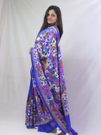 Stunning Blue Kantha Silk Saree with Hand Embroidery - Luxurion World