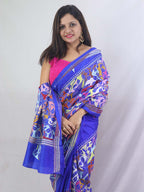 Stunning Blue Kantha Silk Saree with Hand Embroidery - Luxurion World