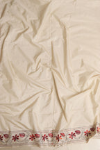 Exquisite White Hand Embroidered Kantha Silk Saree - Luxurion World