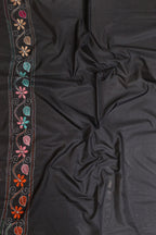 Exquisite Black Hand Embroidered Kantha Silk Saree - Luxurion World