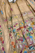 Pastel Kantha Silk Saree Hand Embroidered