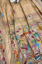 Pastel Kantha Silk Saree Hand Embroidered