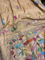 Pastel Kantha Silk Saree Hand Embroidered