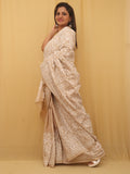 Pastel Hand Embroidered Kantha Pure Tussar Silk Saree - Luxurion World