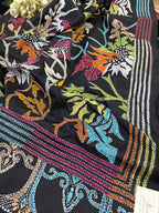 Exquisite Black Kantha Silk Saree with Hand Embroidery - Luxurion World