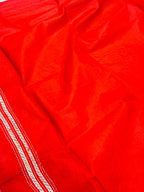 Red Hand Embroidered Kantha Pure Bangalore Silk Saree - Luxurion World