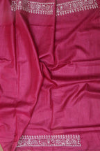 Exquisite Pink Kantha Work Tussar Silk Saree - Luxurion World