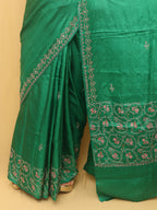 Stunning Green Sozni Work Kashmiri Silk Saree with Embroidery - Luxurion World