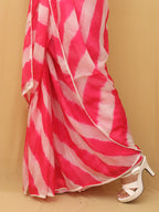 Pink Leheriya Organza Silk Saree - Luxurion World