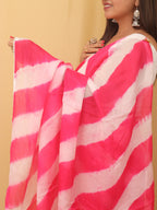 Pink Leheriya Organza Silk Saree - Luxurion World