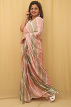 Multicolor Leheriya Tabby Silk Saree - Luxurion World