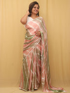 Multicolor Leheriya Tabby Silk Saree - Luxurion World