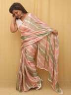 Multicolor Leheriya Tabby Silk Saree - Luxurion World