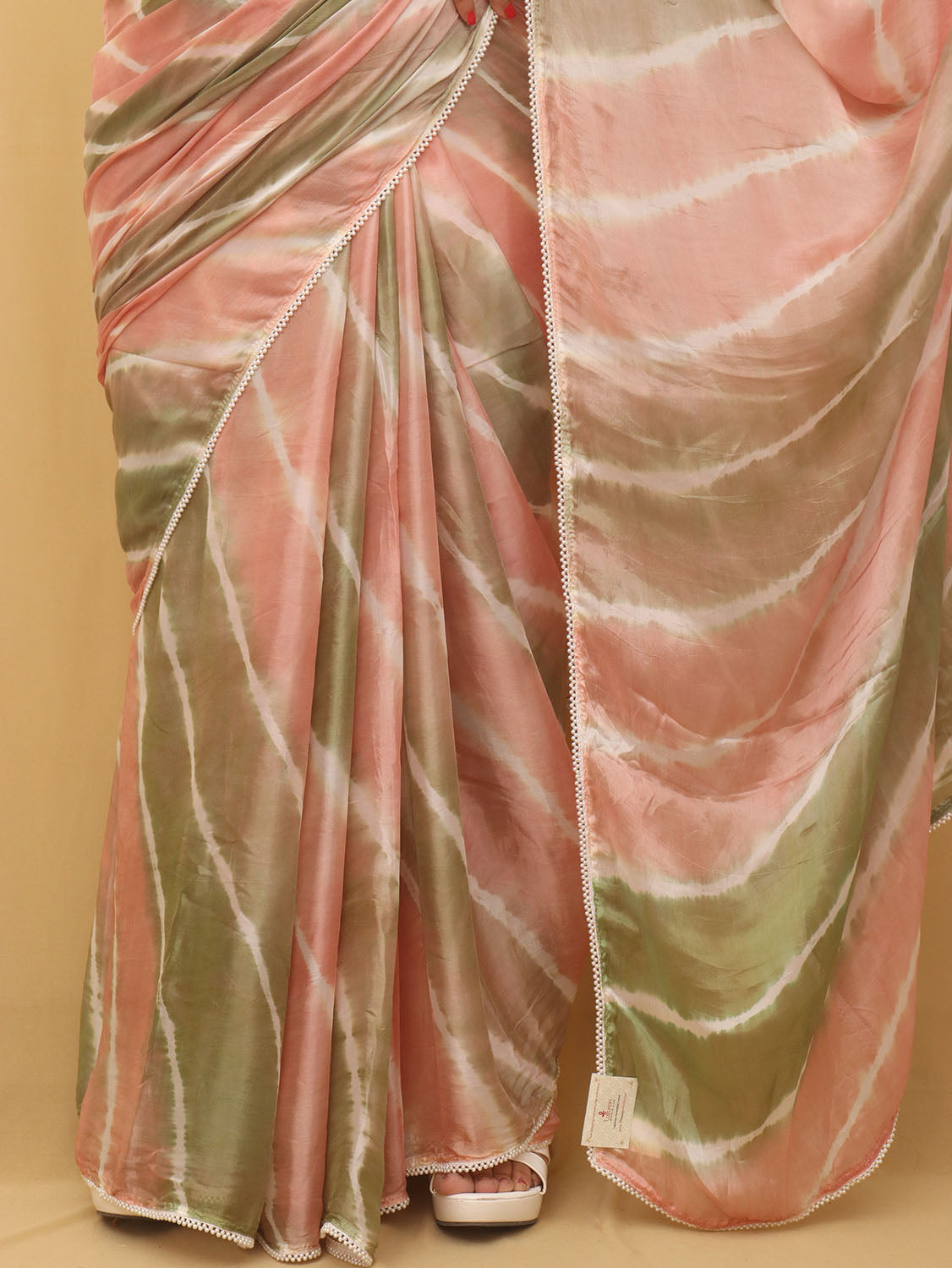 Multicolor Leheriya Tabby Silk Saree - Luxurion World