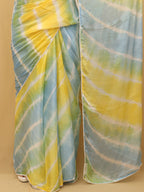 Multicolor Leheriya Tabby Silk Saree - Luxurion World