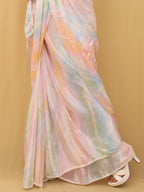 Multicolor Leheriya Tabby Silk Saree - Luxurion World
