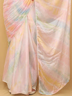 Multicolor Leheriya Tabby Silk Saree - Luxurion World
