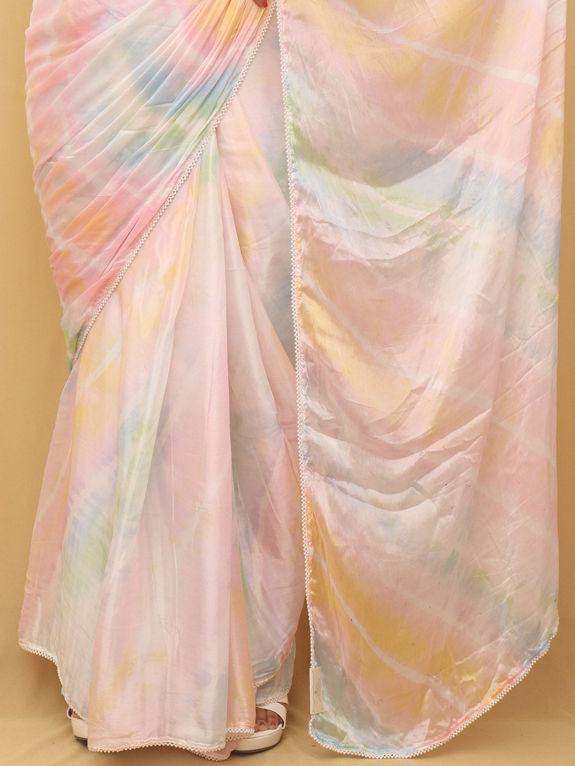 Multicolor Leheriya Tabby Silk Saree - Luxurion World
