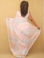 Multicolor Leheriya Tabby Silk Saree - Luxurion World