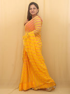 Yellow Leheriya Chiffon Saree - Luxurion World