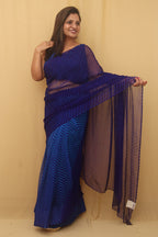 Blue Leheriya Chiffon Georgette Saree - Luxurion World