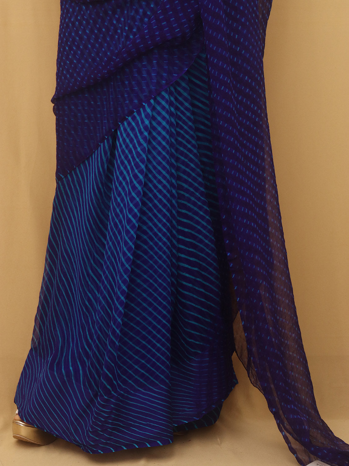 Blue Leheriya Chiffon Georgette Saree - Luxurion World