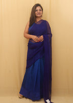 Blue Leheriya Chiffon Georgette Saree - Luxurion World