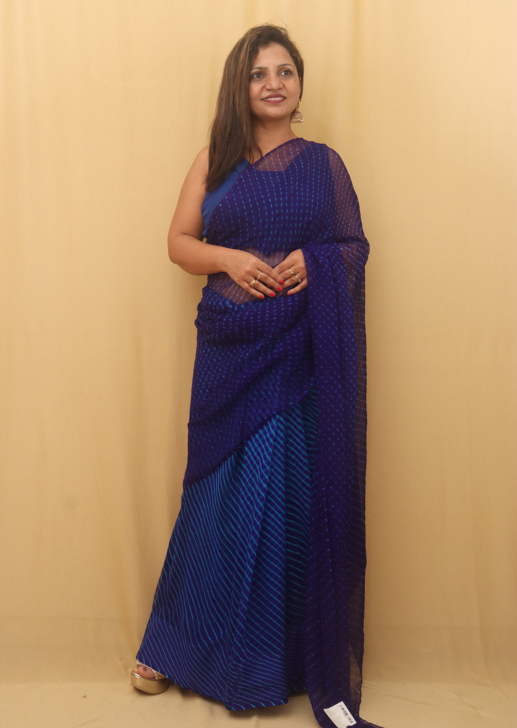 Blue Leheriya Chiffon Georgette Saree - Luxurion World