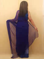 Blue Leheriya Chiffon Georgette Saree - Luxurion World