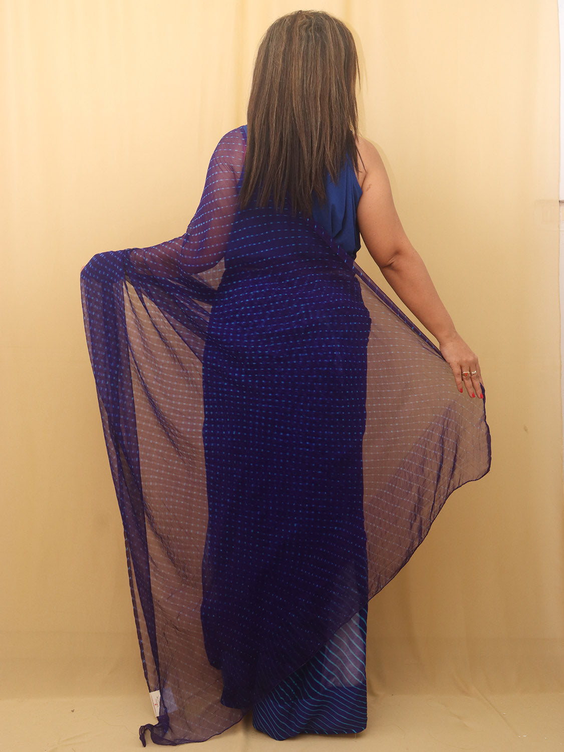 Blue Leheriya Chiffon Georgette Saree - Luxurion World