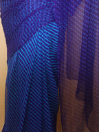 Blue Leheriya Chiffon Georgette Saree - Luxurion World
