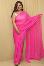 Pretty in Pink: Leheriya Chiffon Georgette Saree - Luxurion World