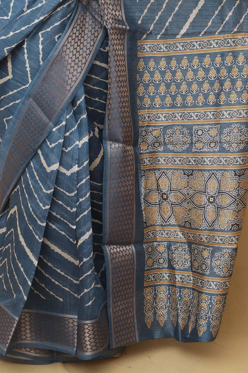 Blue Leheriya Tussar Silk Saree - Elegant and Stylish - Luxurion World