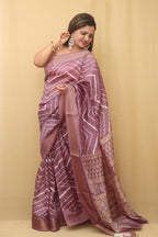 Purple Leheriya Print Tussar Cotton Silk Saree - Luxurion World